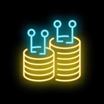 Neon style icon representing data mining concept 스톡 일러스트