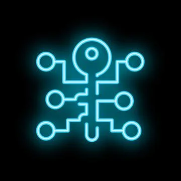 Neon style icon representing data analysis process Stock Illustration