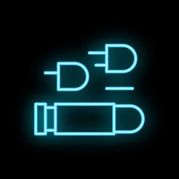 Neon style icon representing electric fuse protecting electrical circuit fr.. Ilustración de archivo