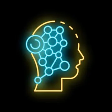 Neon style icon representing machine learning process イラスト素材