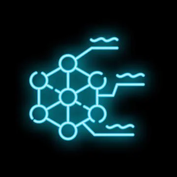Neon style icon representing machine learning process イラスト素材