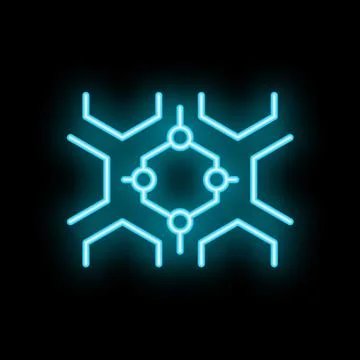 Neon style icon representing machine learning process Illustrazione stock