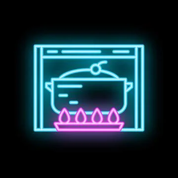 Neon style icon representing online cooking course Stock Illustration