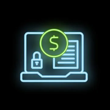 Neon style icon representing secure online payment system Stock Illustration
