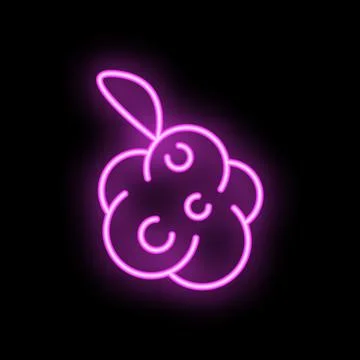 Neon style icon of ripe raspberry glowing on dark background Stock Illustration