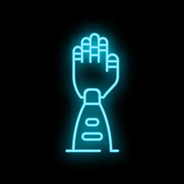 Neon style icon of a robotic arm being raised in greeting Illustrazione stock