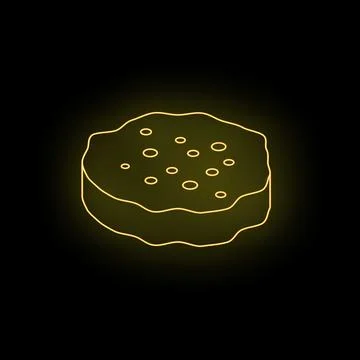 Neon style icon of round sponge for bath or kitchen cleaning Illustrazione stock