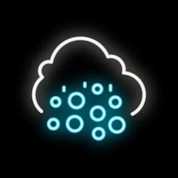 Neon style icon showing cloud computing with data raining down Illustrazione stock