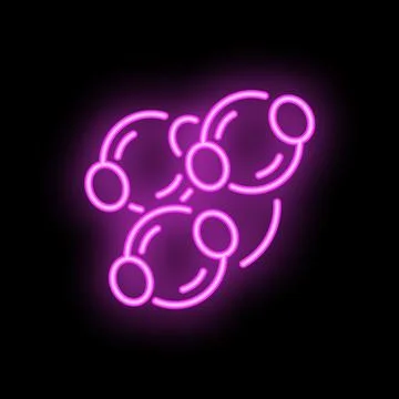 Neon style icon showing connected circles representing social network Stock Illustration