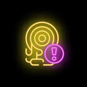 Neon style icon showing robot experiencing glitch error Stock Illustration