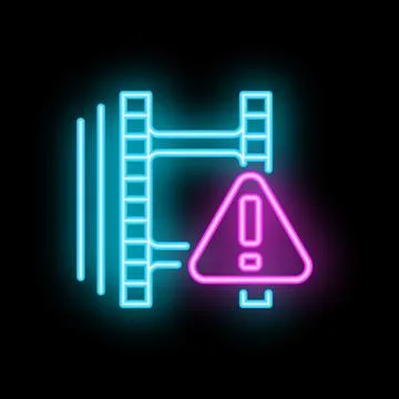 Neon style icon showing server error warning sign Stock Illustration