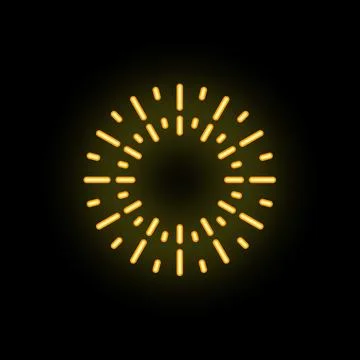 Neon style icon showing sun rays of light spreading from center Stock Illustration