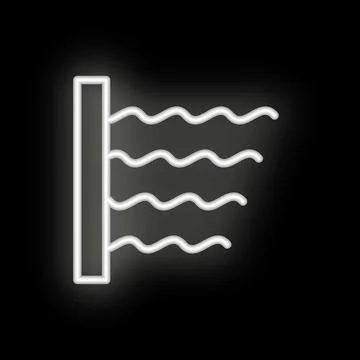 Neon style icon showing three horizontal wavy lines coming out of a vertica.. Stock Illustration