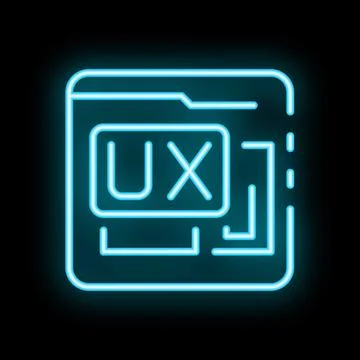 Neon style icon showing user experience design process Stock Illustration