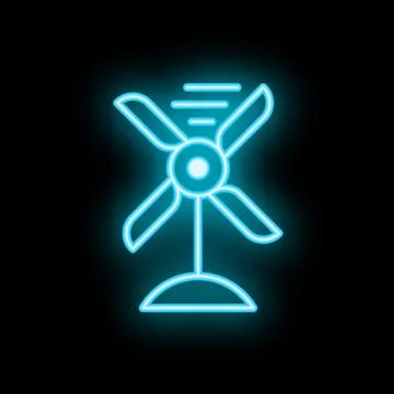 Neon style icon of a small windmill generating electricity Stock Illustration