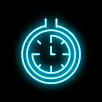 Neon style icon of a timer counting down the seconds 스톡 일러스트