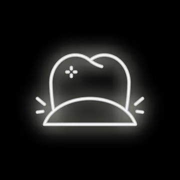 Neon style icon of a tooth impacted on gum with black background Stock Illustration