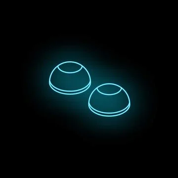 Neon style icon of two contact lenses glowing on dark background Stock Illustration