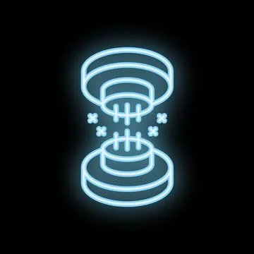 Neon style icon of two platforms exchanging data with light effect Stock Illustration