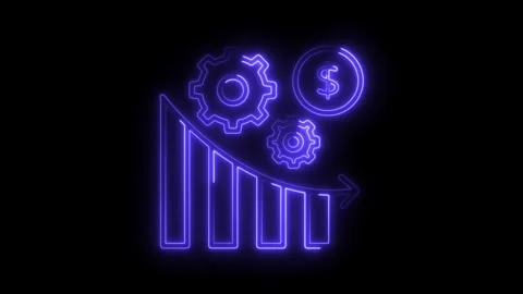 Neon style illustration of automation process for finance and business grow.. Stock Footage 308998520