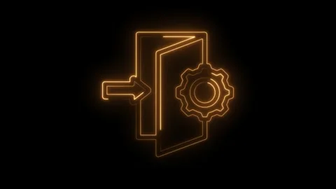 Neon style import setting icon animation on black background for digital cr.. Stock Footage 346007800