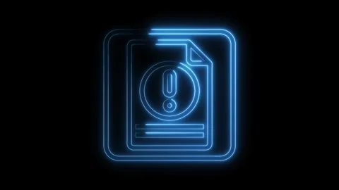 Neon style important file document error notification icon animation glowing on Stock Footage 322970342