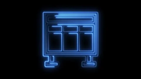 Neon style information board display animated outline glowing isolated on black Stock Footage 322972598