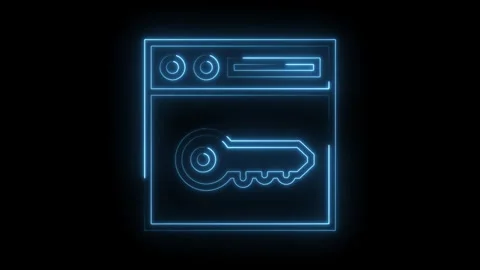 Neon style internet browser with key animation concept for website security Stock Footage 322985775