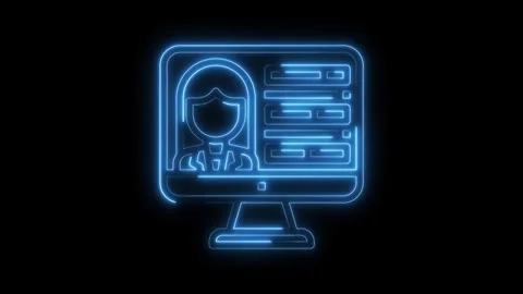 Neon style job application form on a computer monitor with woman profile Stock Footage 322991522