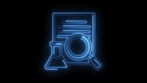 Neon style laboratory experiment data research investigation animation on black Stock Footage 330784782