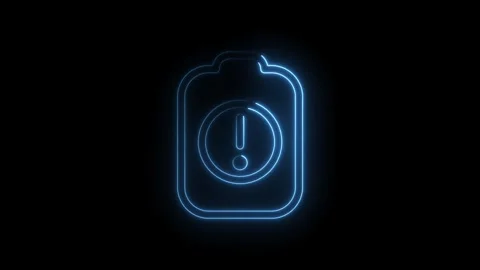 Neon style low battery warning icon on black background depicting power pro.. Video stock 314548351