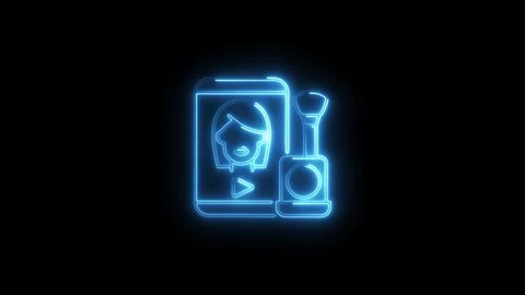 Neon style makeup tutorial on smartphone with beauty products animation 動画素材 308178824