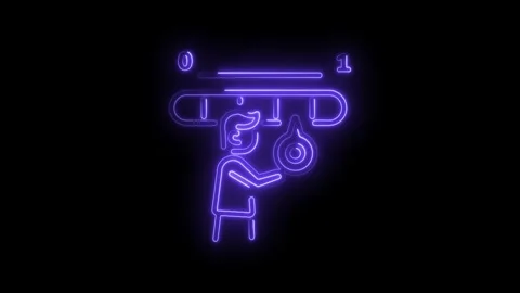 Neon style man searching through a filing system conceptualizing data analy.. 스톡 동영상 345993759