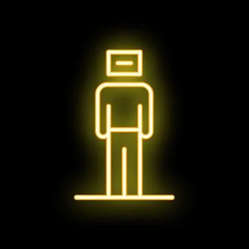 Neon style man standing with box on his head depicting artificial intelligenc Stock Illustration