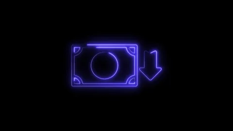 Neon style money decrease concept illustration financial loss and recession.. Stock Footage 314542523