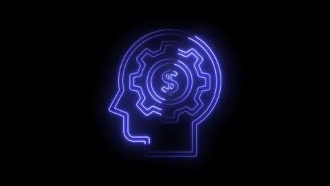 Neon style money mindset animation showing idea generation and financial growth Stock Footage 322988065