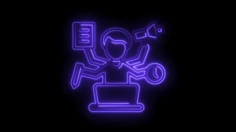 Neon style multitasking overloaded business person managing deadline schedu.. Stock Footage 309911324