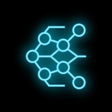 Neon style network connecting dots with lines forming a shape Stock Illustration