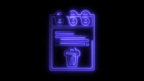 Neon style notebook with delete icon on a black background animation loop Stock Footage 322973520
