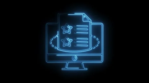 Neon style online feedback form on a computer screen glows blue light 스톡 동영상 316673215