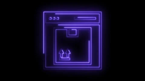 Neon style online order tracking interface animation on black background for Stock Footage 322985796