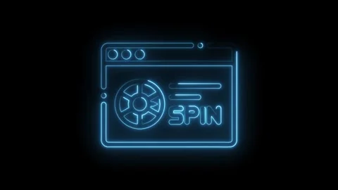 Neon style online spin wheel game website interface animation on black Stock Footage 330770393