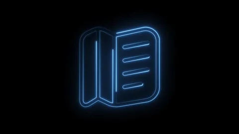 Neon style open book icon animation on black background for educational and.. Stock Footage 314545683