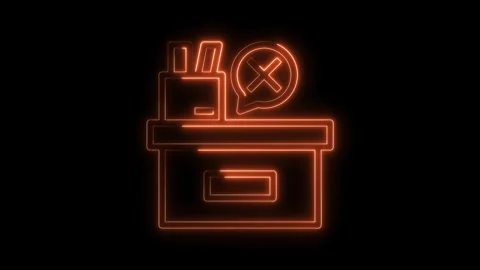 Neon style outbox icon with cross mark animation on black background for digital Stock Footage 322972453