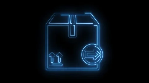 Neon style package return icon animation for shipping and delivery service Stock Footage 315960932