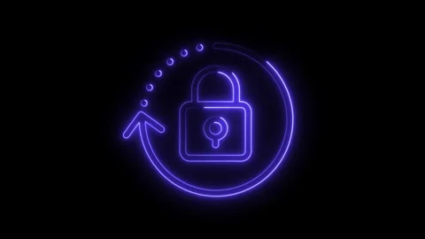 Neon style password reset concept animation with glowing lock and arrow ill.. Stock Footage 308286388