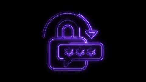Neon style password reset symbol animation with padlock and asterisks for c.. Stock Footage 309915029