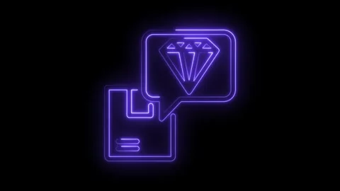 Neon style precious stone file transfer concept with black background animation Stock Footage 330782320