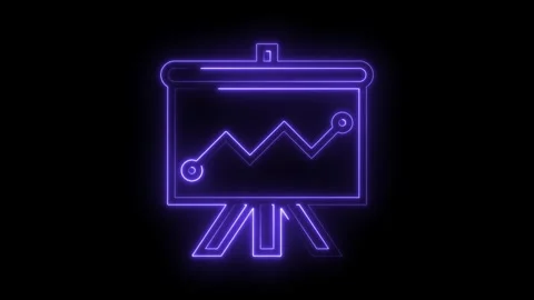 Neon style presentation board showing growing graph on black background Stock Footage 322975995