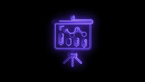 Neon style presentation screen displaying chart data with candlestick patte.. Stock Footage 345883810